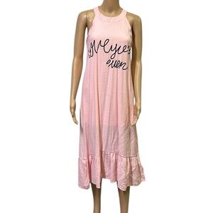 Zara Pink Keyhole Back Ruffle Graphic Sleeveless Lined Midi Dress Womens Large